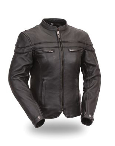 F162 - First MFG Women's Sporty Scooter Leather Jacket